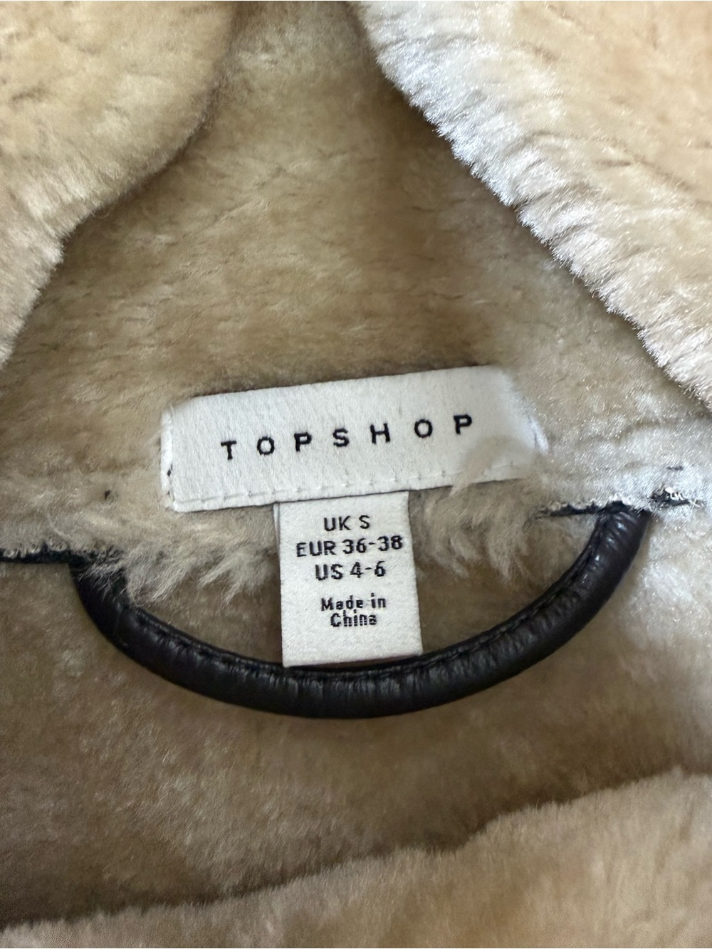 Topshop | Faux Shearling Aviator Jacket Biker Moto Coat | Brown | Size US S UK 8 - Picture 7 of 13